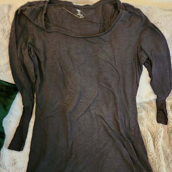 Black cotton H&M Long Sleeve Tee  Tunic Style - good condidtion - Picture 1 of 4